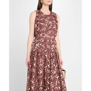 Vanessa Bruno "Callas" Abstract-Print Crop Top in Brown S